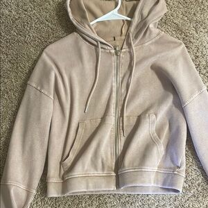 Women's Cropped Beige Hoodie Jacket